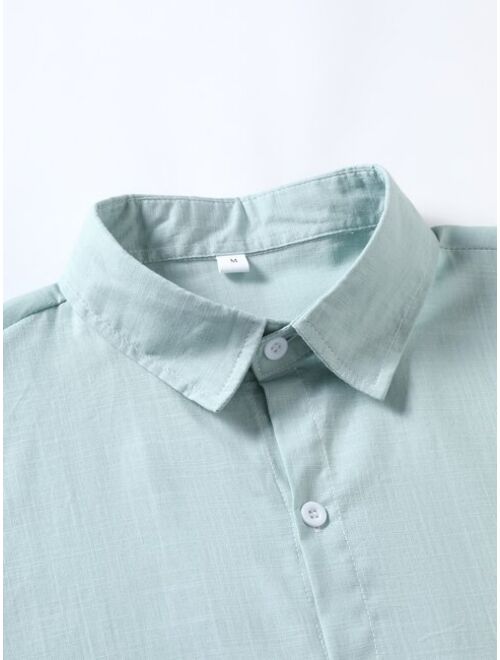 Men Solid Button Up Shirt Without Tee