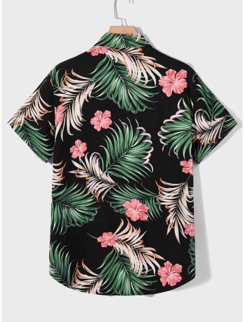 SHEIN Men Tropical Print Shirt Without Tee