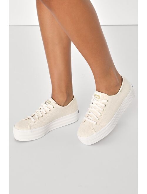 Keds Triple Up Natural Gold Metallic Platform Sneakers