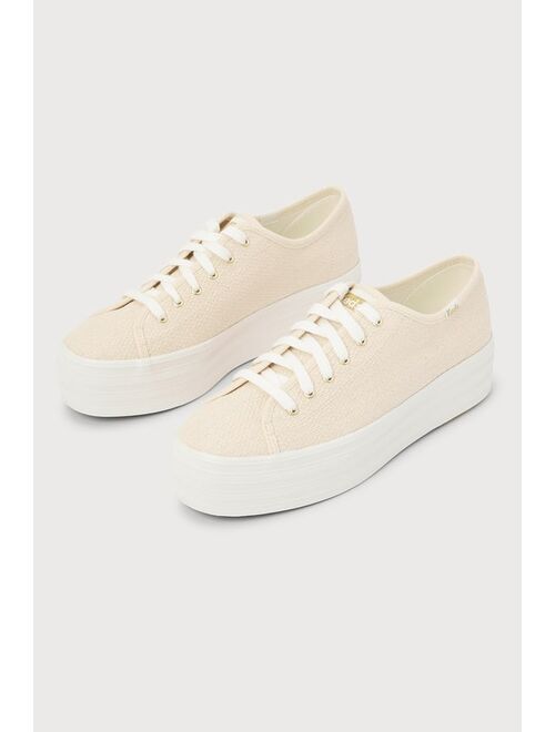 Keds Triple Up Natural Gold Metallic Platform Sneakers