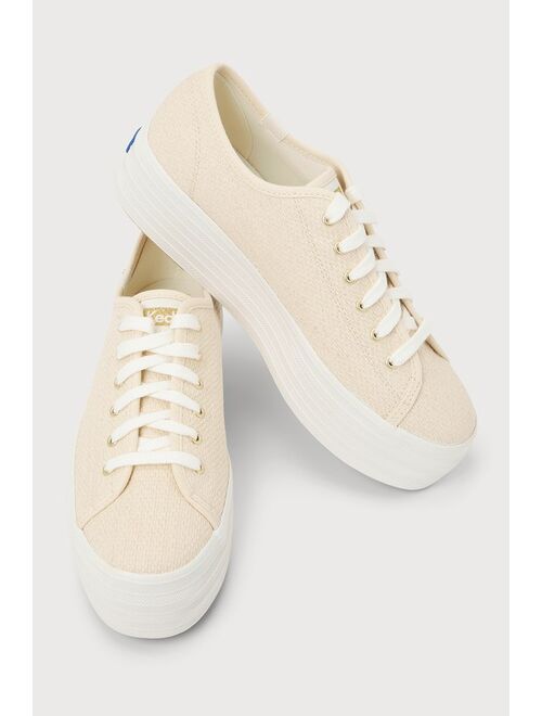 Keds Triple Up Natural Gold Metallic Platform Sneakers