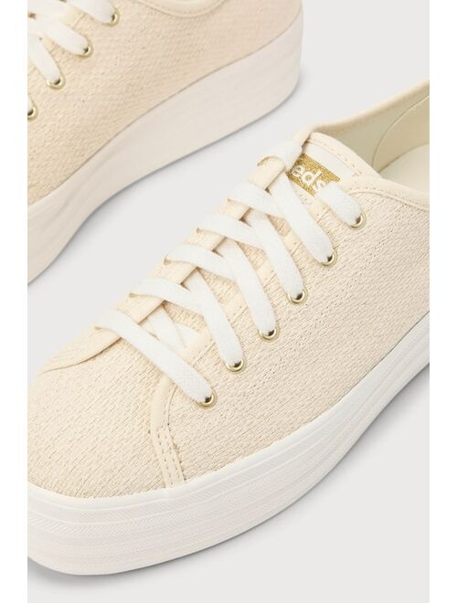 Keds Triple Up Natural Gold Metallic Platform Sneakers