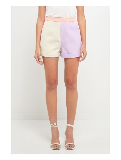 ENDLESS ROSE Women's Color Block Shorts