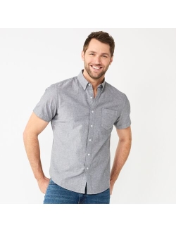 Short Sleeve Perfect Length Button Down Shirt