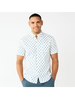 Short Sleeve Perfect Length Button Down Shirt