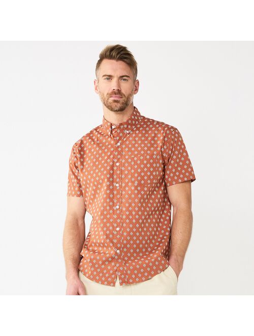 Men's Sonoma Goods For Life Short Sleeve Perfect Length Button Down Shirt