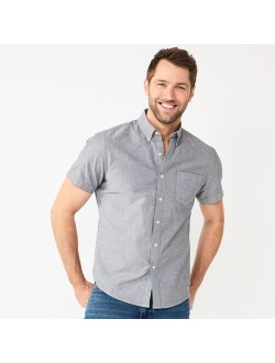 Slim Short Sleeve Perfect Length Button Down Shirt