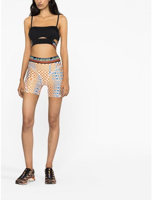 P.E Nation check-print biker shorts