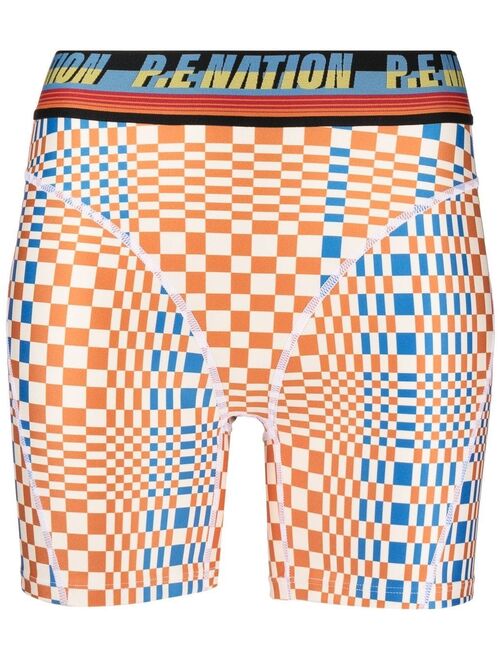 P.E Nation check-print biker shorts