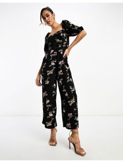 milkmaid jumpsuit in floral print