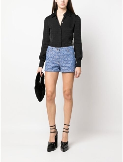 monogram-print denim shorts