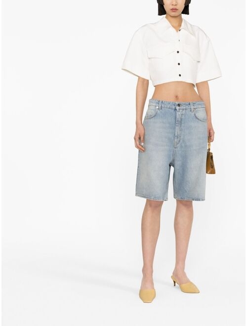 Loulou Studio washed denim organic cotton shorts