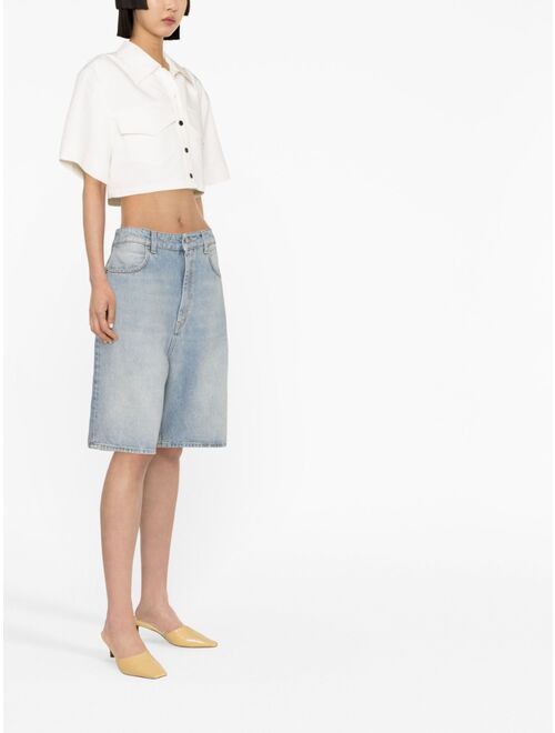 Loulou Studio washed denim organic cotton shorts