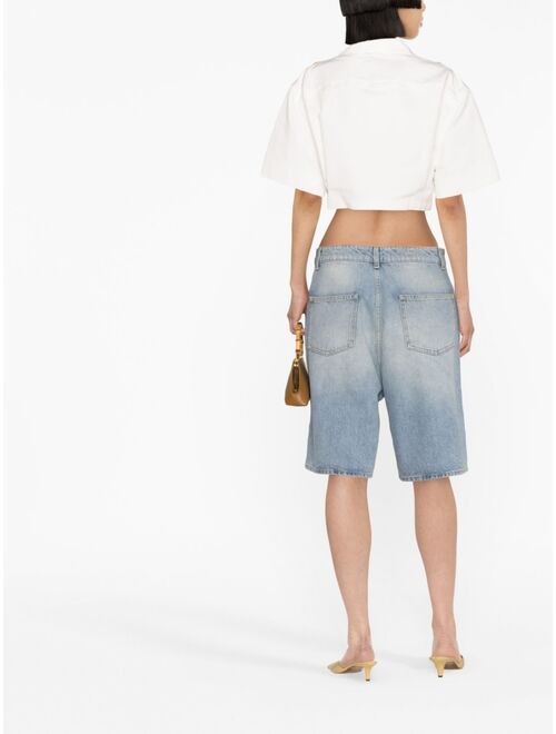 Loulou Studio washed denim organic cotton shorts