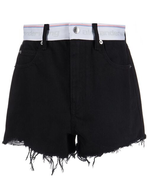 Alexander Wang logo-waistband denim shorts