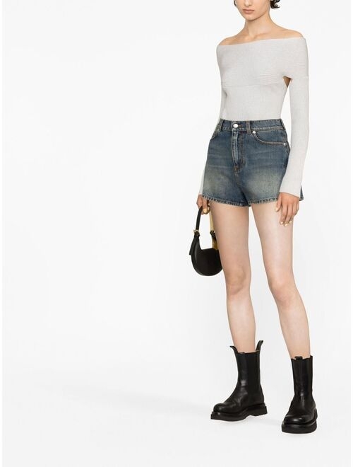 Alexander McQueen flared denim shorts