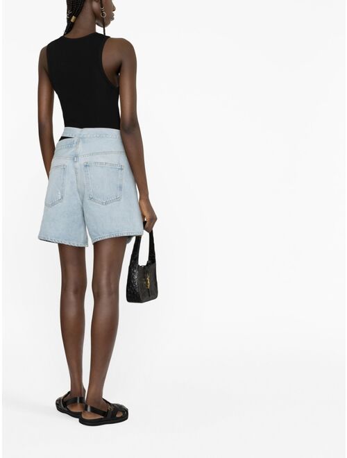 AGOLDE asymmetric denim shorts