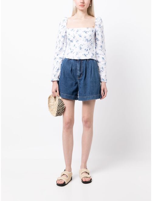 Reformation Francis high-waisted denim shorts