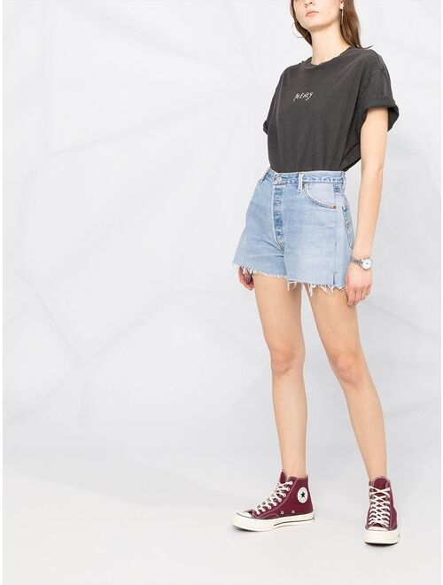 RE/DONE high-rise raw-cut denim shorts