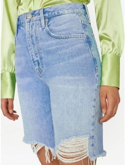 FRAME distressed-effect denim shorts