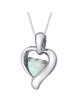 925 Sterling Silver Heart in Heart Solitaire Pendant Necklace for Women in Various Gemstones, Heart Shape 6mm, with 18 inch Chain