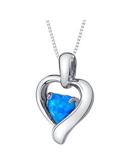 925 Sterling Silver Heart in Heart Solitaire Pendant Necklace for Women in Various Gemstones, Heart Shape 6mm, with 18 inch Chain