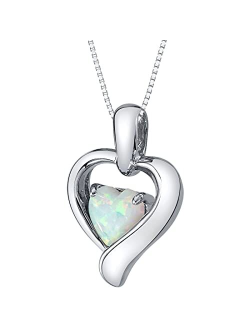 Peora 925 Sterling Silver Heart in Heart Solitaire Pendant Necklace for Women in Various Gemstones, Heart Shape 6mm, with 18 inch Chain