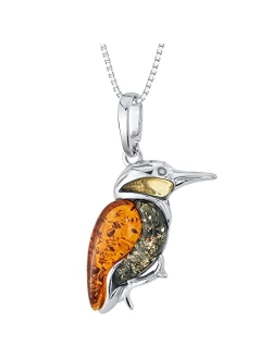 Genuine Baltic Amber Animal Pendant Necklace for Women 925 Sterling Silver with 18 inch Chain