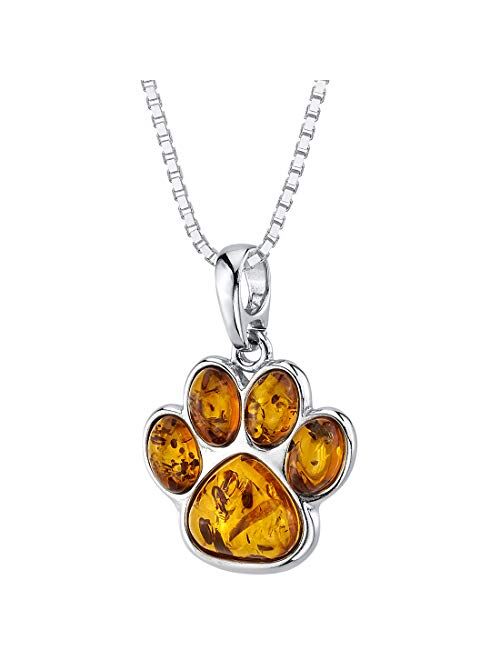 Peora Genuine Baltic Amber Animal Pendant Necklace for Women 925 Sterling Silver with 18 inch Chain