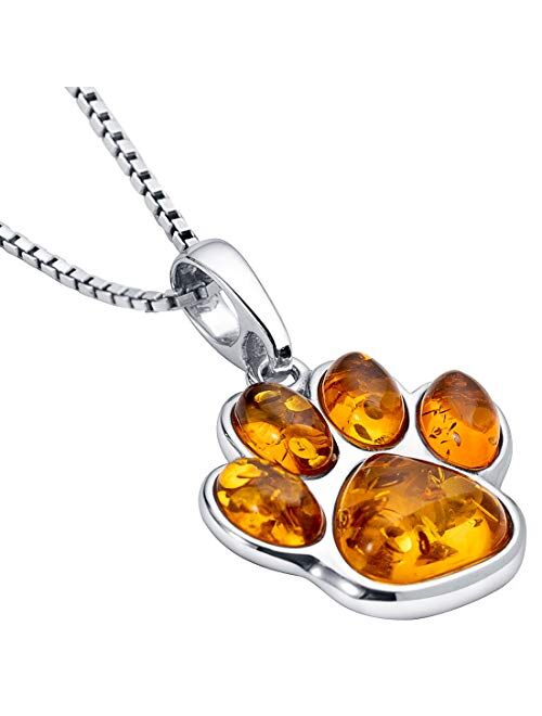 Peora Genuine Baltic Amber Animal Pendant Necklace for Women 925 Sterling Silver with 18 inch Chain