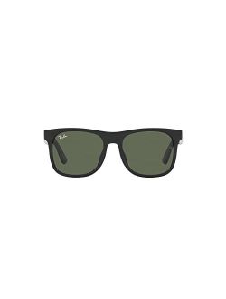 Junior Kids' RJ9069SF Low Bridge Fit Square Sunglasses, Black/Dark Green, 50 mm