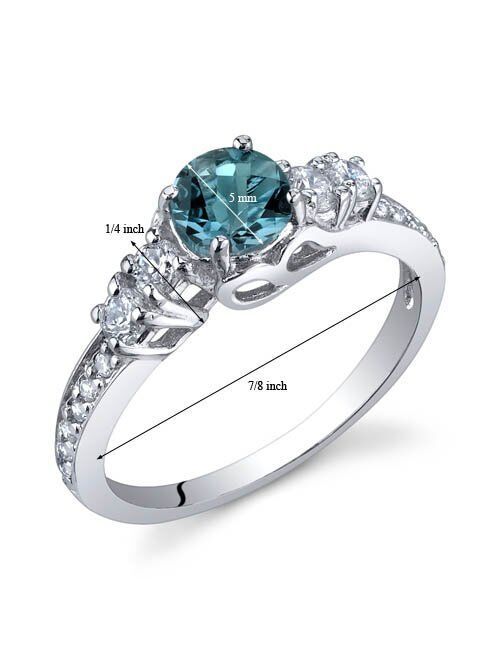 Peora London Blue Topaz Ring 925 Sterling Silver, 0.50 Carat Round Shape, December Birthstone Enchanting Solstice Solitaire, Sizes 5 to 9