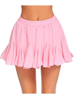 Women's Pleated Skater Skirt Basic Casual High Waisted Ruffles Flared Mini Lingerie Skirts