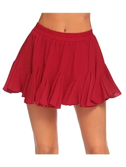 Women's Pleated Skater Skirt Basic Casual High Waisted Ruffles Flared Mini Lingerie Skirts