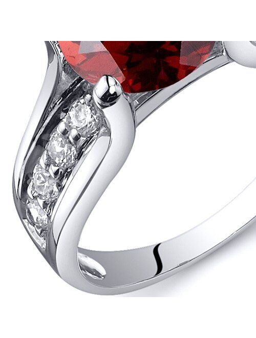 Peora Garnet Cathedral Solitaire Ring for Women 925 Sterling Silver, Natural Gemstone Birthstone, 2.50 Carats Round Shape 8mm, Sizes 5 to 9