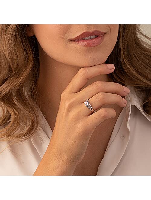 Peora Simulated Alexandrite Cathedral Solitaire Ring for Women 925 Sterling Silver, 1.75 Carats Round Shape 7mm, Sizes 5 to 9