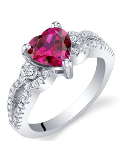 925 Sterling Silver Heart Soulmate Ring for Women, Heart Shape, Various Gemstones, Sizes 5 to 9