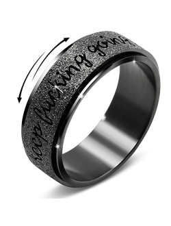 Oreillestar Titanium Stainless Steel Anxiety Ring for Women Men, Size 6-12, Width 6MM, 5-Color: Rose Gold-Rainbow-Silver-Black-Blue, Sand Blasted Finished