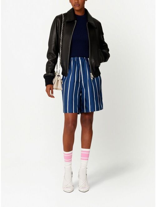 AMI Paris stripe-print silk shorts