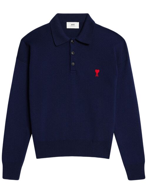 AMI Paris long-sleeve merino polo shirt