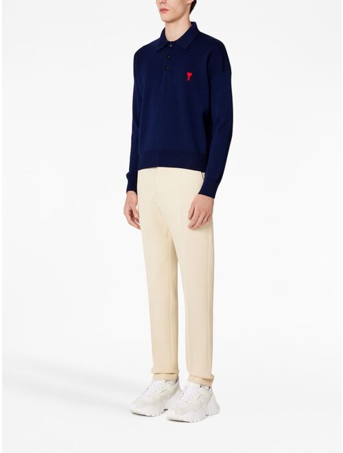 AMI Paris long-sleeve merino polo shirt