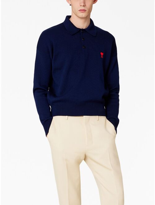 AMI Paris long-sleeve merino polo shirt