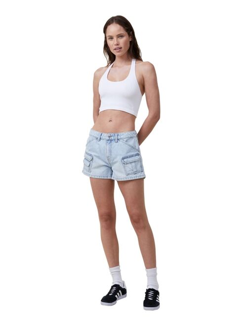 COTTON ON Women's Mini Cargo Denim Shorts