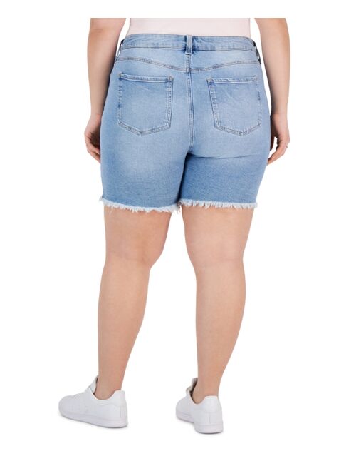 Celebrity Pink Trendy Plus Size Frayed Bermuda Denim Shorts