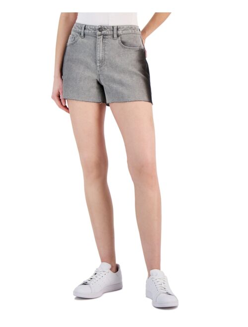 INC International Concepts Women's High Rise Frayed Hem Denim Shorts, Created for Macy's