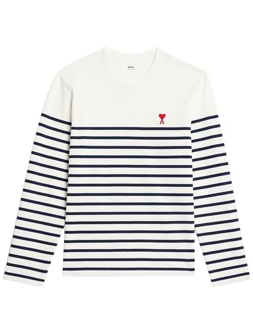 AMI Paris Ami de Coeur Breton-stripe T-shirt