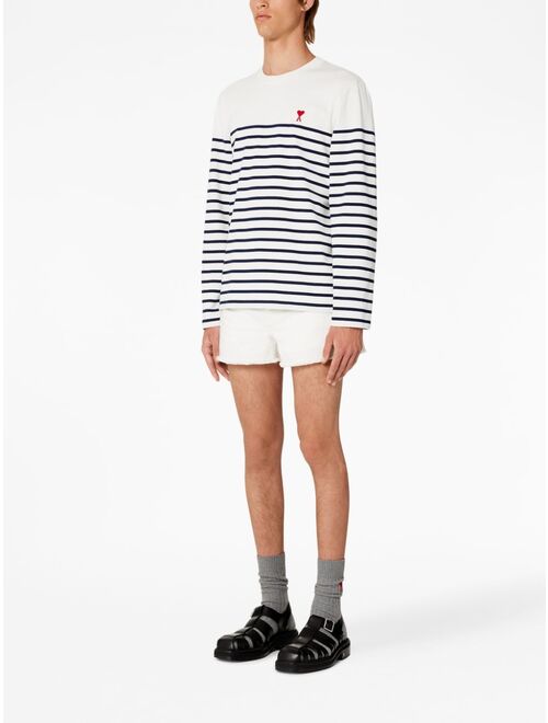 AMI Paris Ami de Coeur Breton-stripe T-shirt