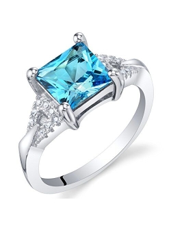 Sterling Silver Sweetheart Ring for Women in Various Gemstones, Princess Cut 7mm, Sizes 5 to 9