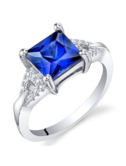 Sterling Silver Sweetheart Ring for Women in Various Gemstones, Princess Cut 7mm, Sizes 5 to 9