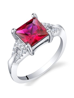 Sterling Silver Sweetheart Ring for Women in Various Gemstones, Princess Cut 7mm, Sizes 5 to 9